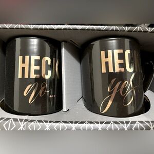 NWT Black and Gold  “Heck No & Heck Yes” Mug Set